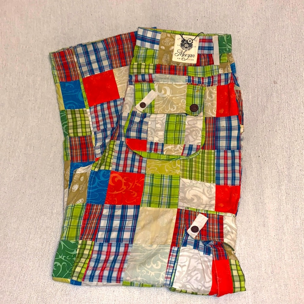 Meezan artcouture plaid patch cargo pants size: 36x34